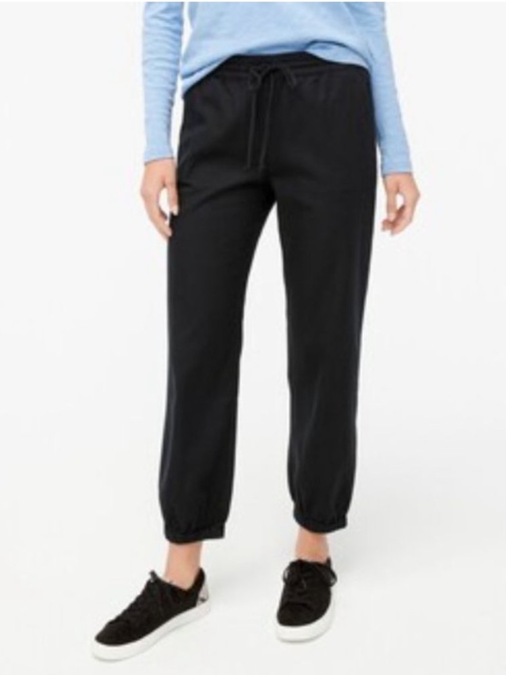 J. CREW Cotton Twill Jogger Pant Elastic Waist Drawstring Black Size 10 BA130